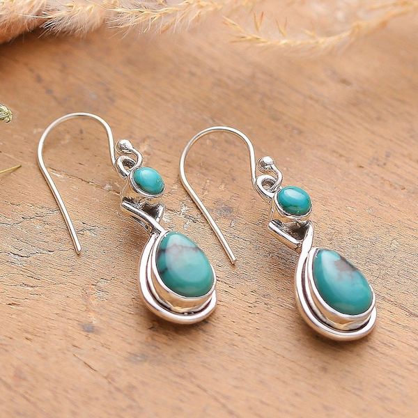 Alternate image for Infinity Symbol-Themed Recon Turquoise Stone Dangle Earrings Lagoons of Infinity