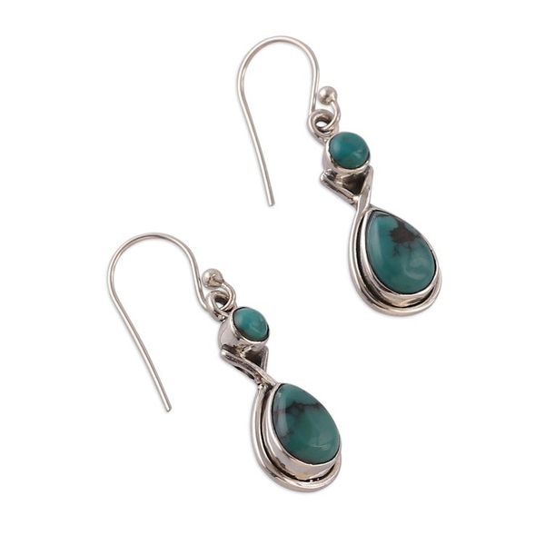 Alternate image for Infinity Symbol-Themed Recon Turquoise Stone Dangle Earrings Lagoons of Infinity