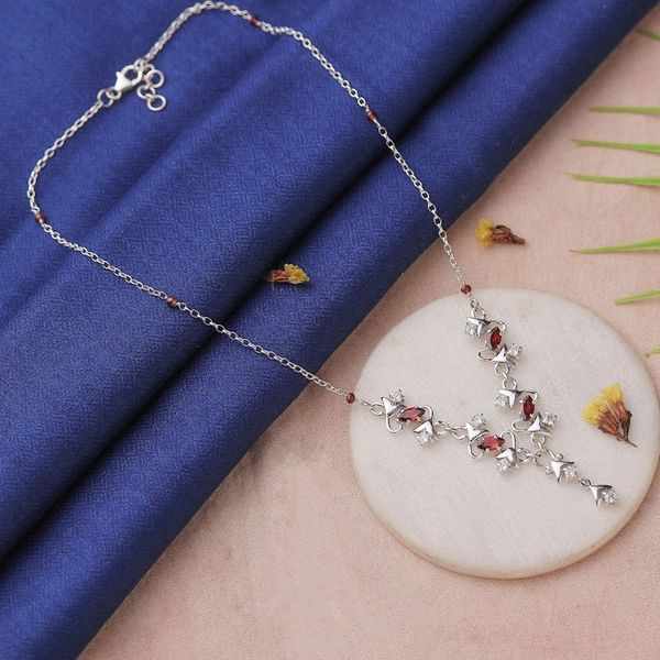 Alternate image for 4-Carat Garnet and Cubic Zirconia Y-Necklace Made in India Blooming Liaison