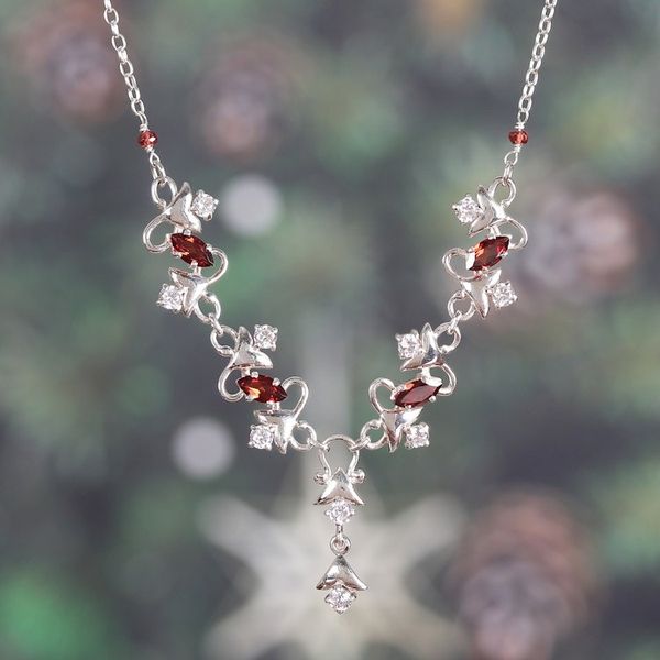 Alternate image for 4-Carat Garnet and Cubic Zirconia Y-Necklace Made in India Blooming Liaison