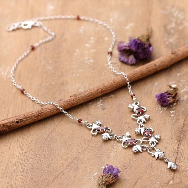 Alternate image for 4-Carat Garnet and Cubic Zirconia Y-Necklace Made in India Blooming Liaison