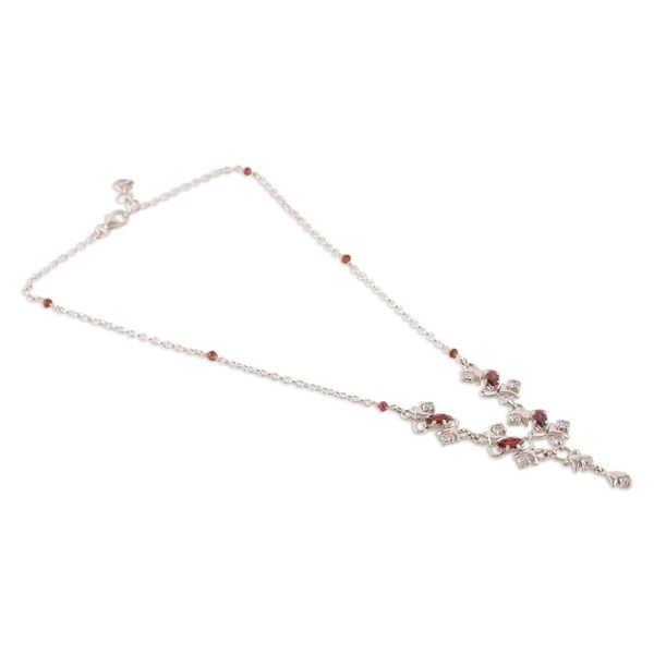 Alternate image for 4-Carat Garnet and Cubic Zirconia Y-Necklace Made in India Blooming Liaison