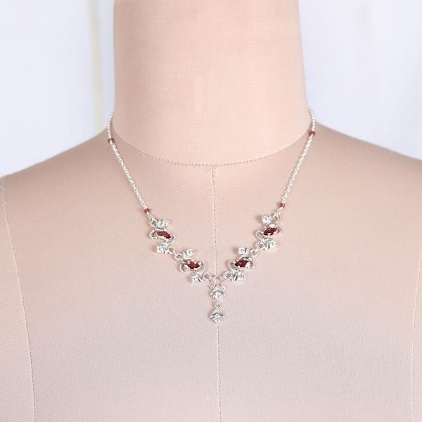 Alternate image for 4-Carat Garnet and Cubic Zirconia Y-Necklace Made in India Blooming Liaison