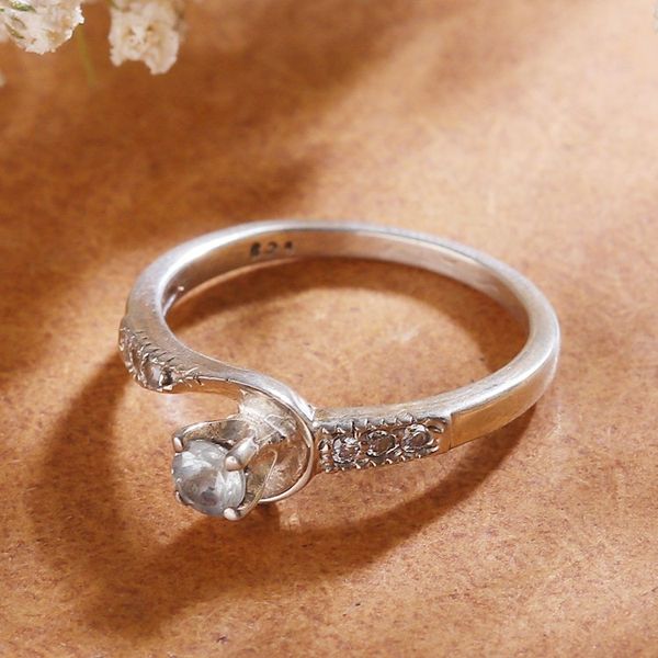 Alternate image for Blue Topaz Cubic Zirconia Sterling Silver Cocktail Ring Sublime Sparkle