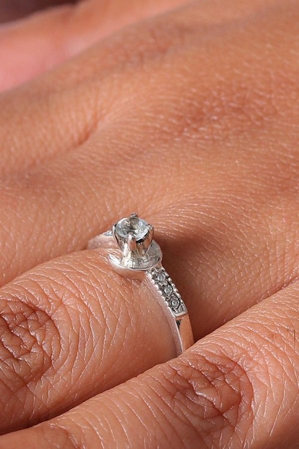 Alternate image for Blue Topaz Cubic Zirconia Sterling Silver Cocktail Ring Sublime Sparkle