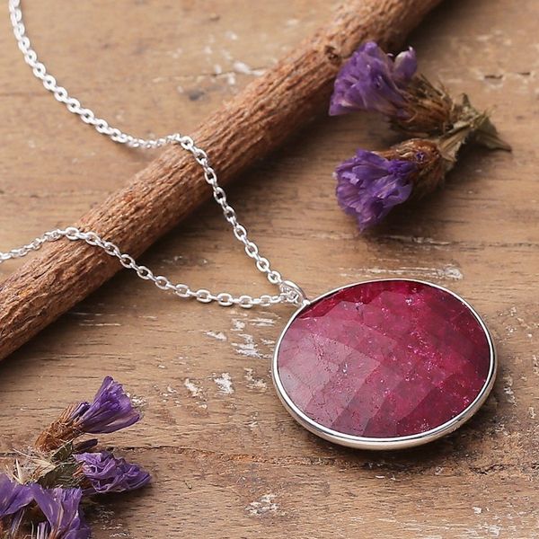 Alternate image for 58-Carat Round Ruby Pendant Necklace in a Checkerboard Cut Sublime Caprice