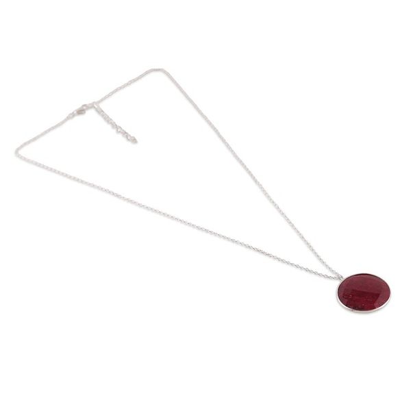 Alternate image for 58-Carat Round Ruby Pendant Necklace in a Checkerboard Cut Sublime Caprice