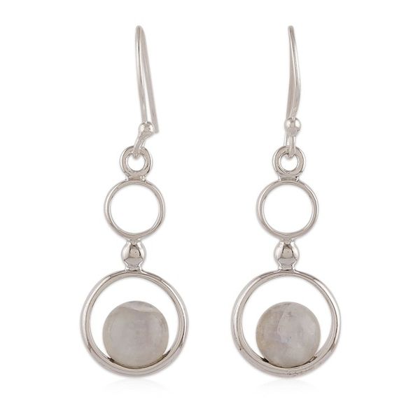 Alternate image for Polished Rainbow Moonstone Sterling Silver Dangle Earrings Dancing Moon