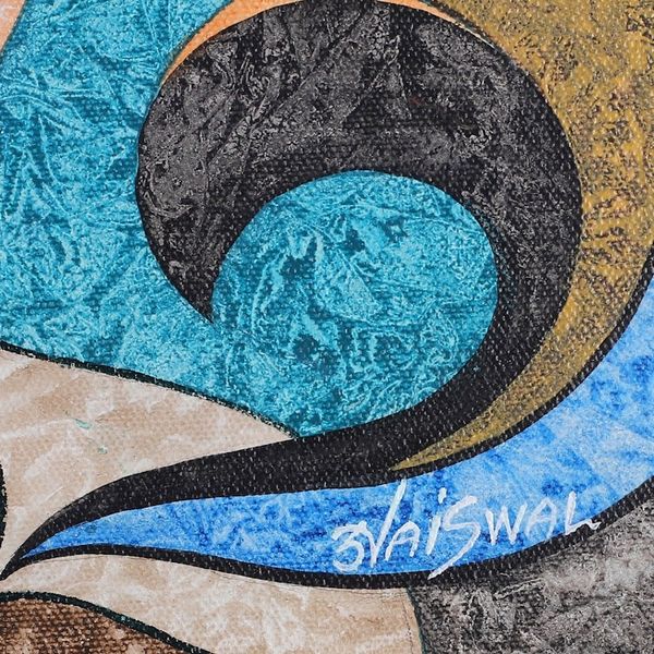 Alternate image for Signed Buddha-Themed Acrylic on Canvas Painting from India Divine Harmony