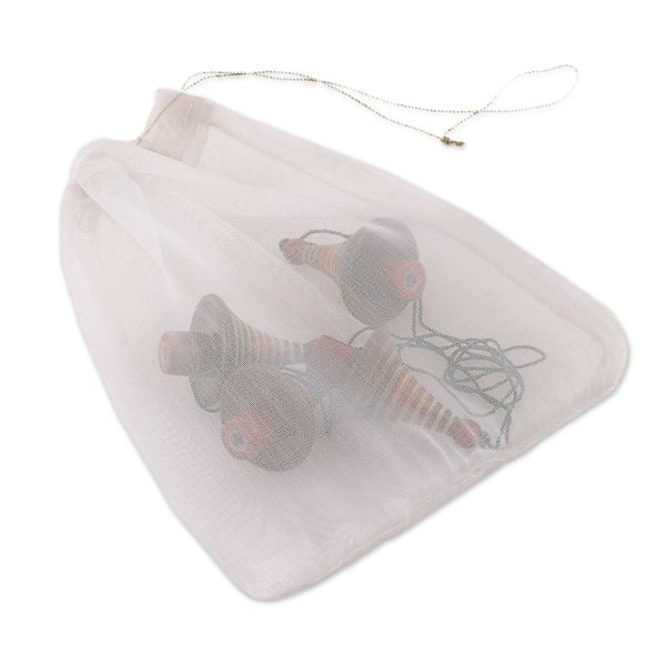 Alternate image for Indian Handmade 4-Piece Set of Wooden Channapatna Ornaments Evergreen Holiday