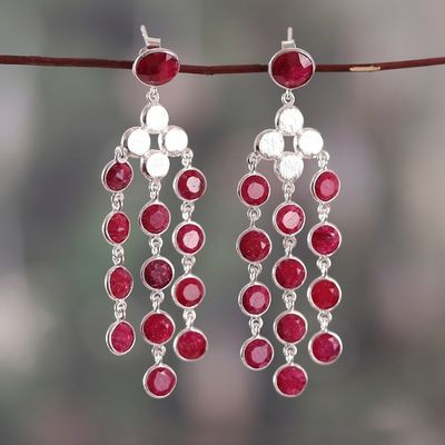 Main image for 16-Carat Faceted Ruby and Sterling Silver Waterfall Earrings Capricious Cascades