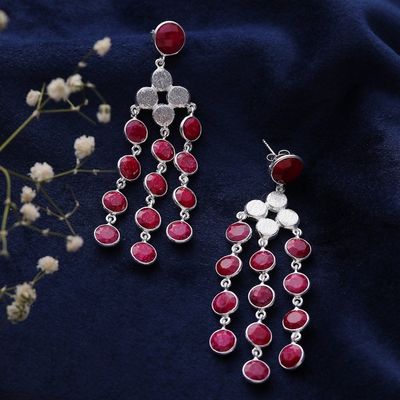 Alternate image for 16-Carat Faceted Ruby and Sterling Silver Waterfall Earrings Capricious Cascades