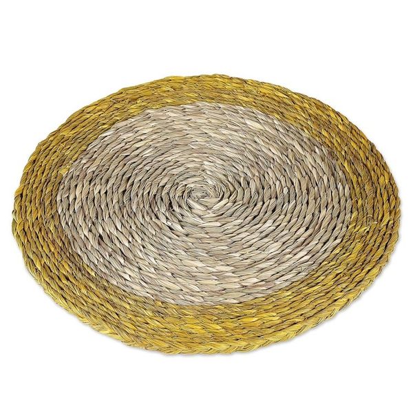 Alternate image for Set of 6 Round Golden Natural Sabai Grass Fiber Placemats Golden Banquet
