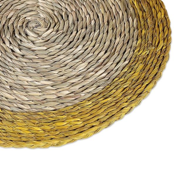 Alternate image for Set of 6 Round Golden Natural Sabai Grass Fiber Placemats Golden Banquet