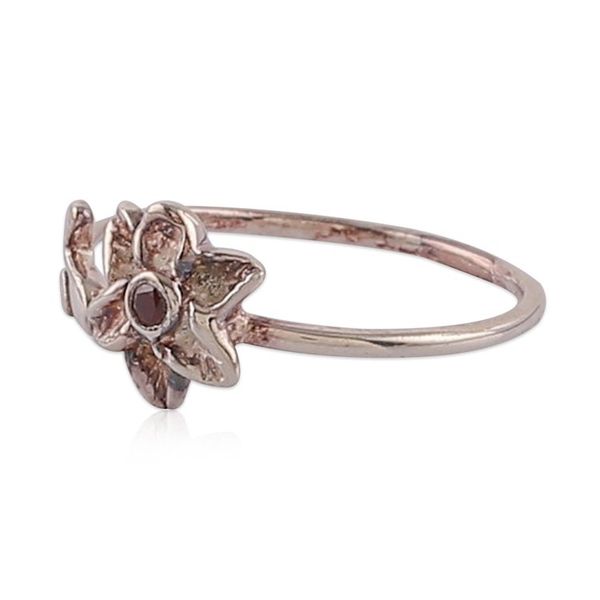 Alternate image for Floral-Themed Sterling Silver Band Ring with Garnet Gemstone Blossoming Scarlet