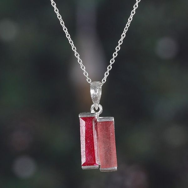 Alternate image for Avant Garde-Themed 1-Carat Ruby and Quartz Pendant Necklace Pink Dimensions