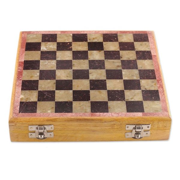 Alternate image for Artisan-Made Soapstone and Kadam Wood Chess Set from India Royal Epic