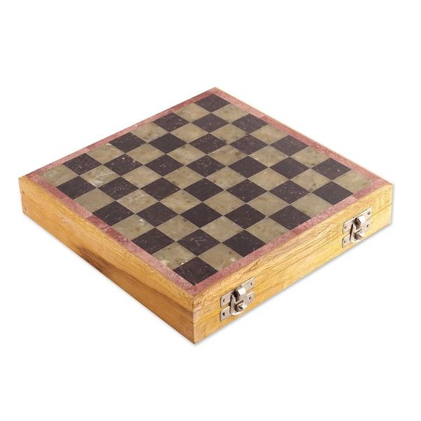 Alternate image for Artisan-Made Soapstone and Kadam Wood Chess Set from India Royal Epic