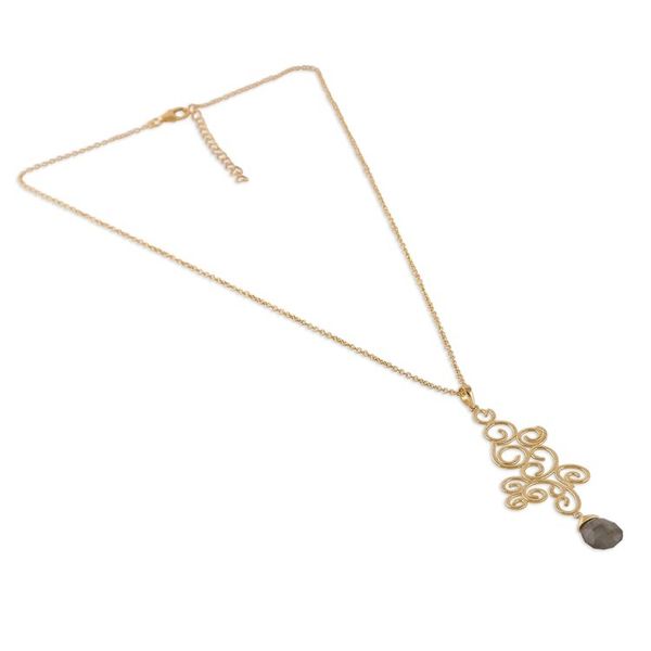 Alternate image for Vine-Themed 18k Gold-Plated Labradorite Pendant Necklace Arcadian Vines