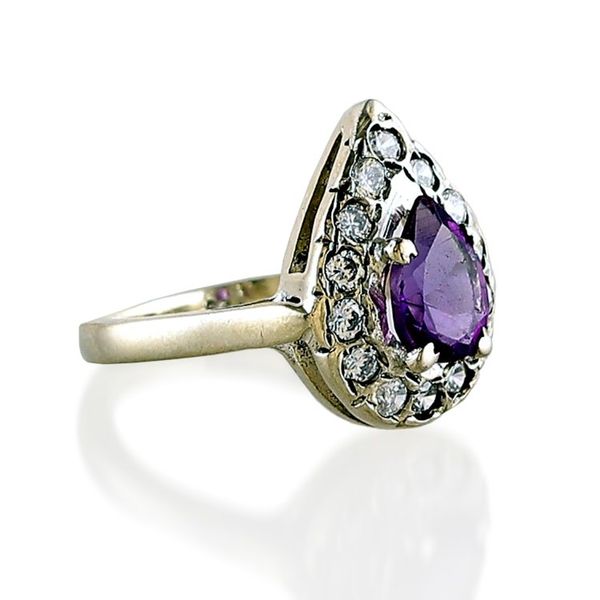 Alternate image for One-Carat Pear Amethyst and Sterling Silver Cocktail Ring Dazzling Wisdom