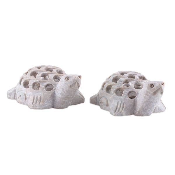 Alternate image for Fair Trade Jali Hand-Carved Turtle Soapstone Figurine Pair Turtle Tales
