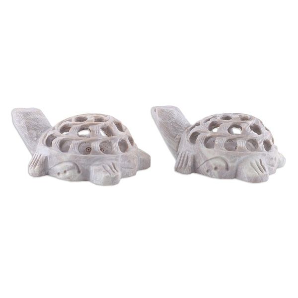 Alternate image for Fair Trade Jali Hand-Carved Turtle Soapstone Figurine Pair Turtle Tales