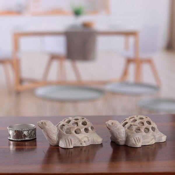 Alternate image for Fair Trade Jali Hand-Carved Turtle Soapstone Figurine Pair Turtle Tales