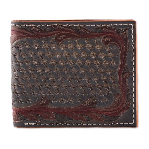 Alternate image for Embossed Blue and Burgundy 100 Leather Wallet from India Braided Wealth