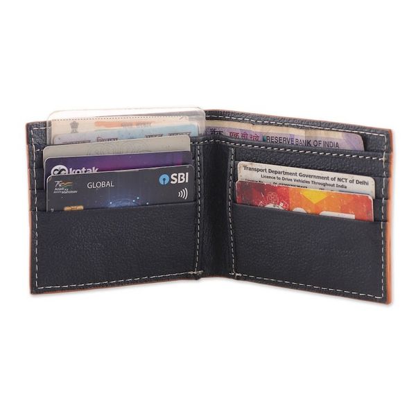 Alternate image for Embossed Blue and Burgundy 100 Leather Wallet from India Braided Wealth
