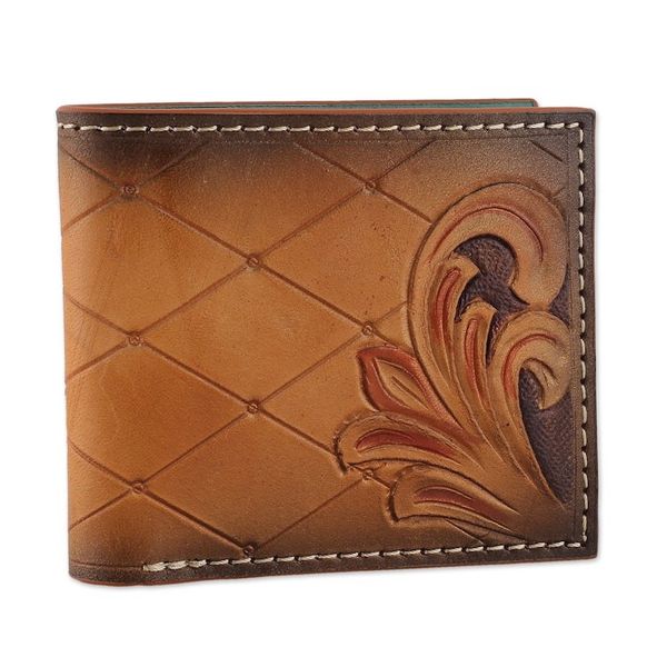 Alternate image for Baroque-Inspired Mens Copper and Mahogany Leather Wallet Noble Era