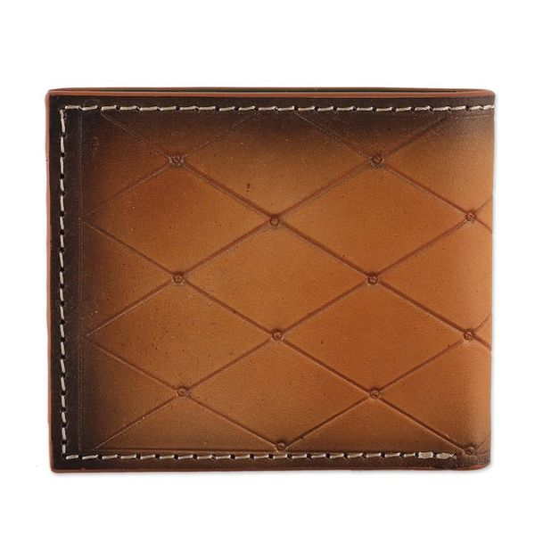 Alternate image for Baroque-Inspired Mens Copper and Mahogany Leather Wallet Noble Era