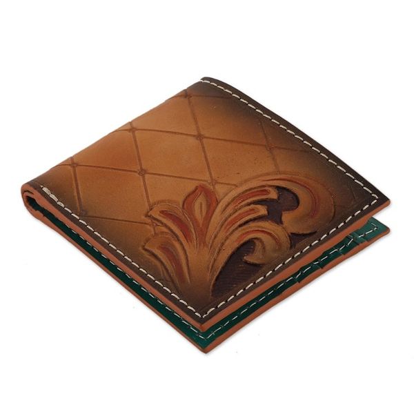 Alternate image for Baroque-Inspired Mens Copper and Mahogany Leather Wallet Noble Era
