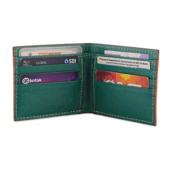 Alternate image for Baroque-Inspired Mens Copper and Mahogany Leather Wallet Noble Era