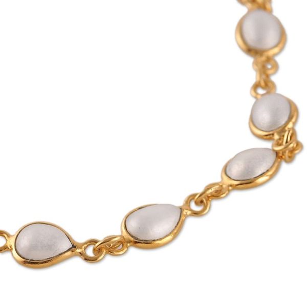 Alternate image for Polished 22k Gold-Plated Cream Cultured Pearl Link Bracelet Pearly Morning