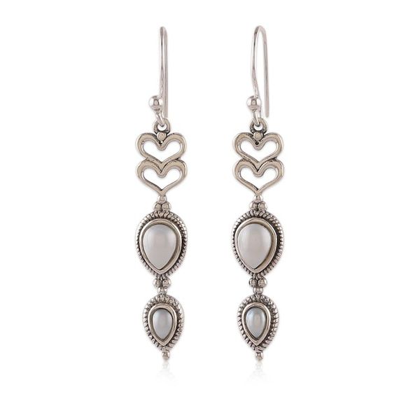 Alternate image for Natural Cream and Grey Cultured Pearl Heart Dangle Earrings Pearly Romance