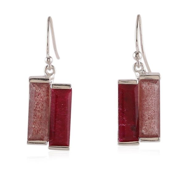 Alternate image for Ruby Quartz and Sterling Silver Double Bar Dangle Earrings Pink Alliance