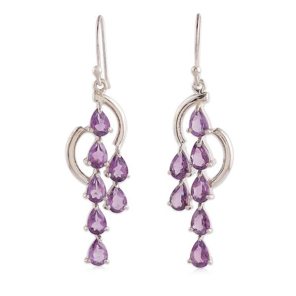 Alternate image for Amethyst Sterling Silver Waterfall Earrings from India Cascading Purple