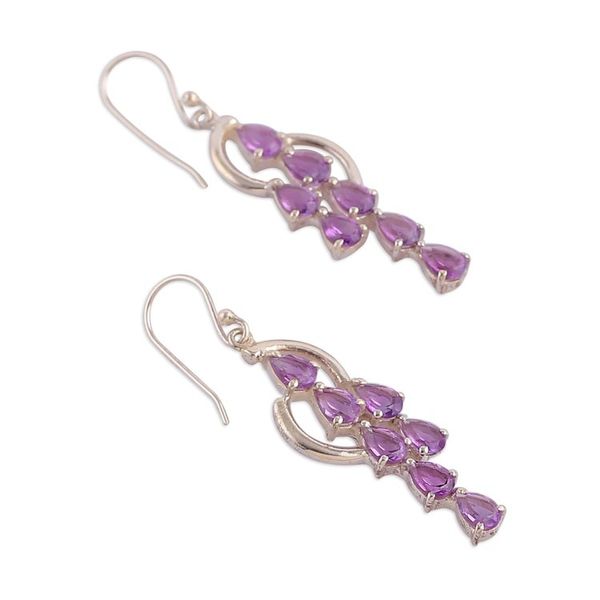 Alternate image for Amethyst Sterling Silver Waterfall Earrings from India Cascading Purple