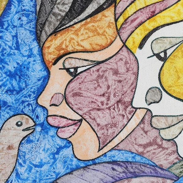 Alternate image for Signed Colorful Acrylic on Canvas Painting of Kachhap Avatar Kachhap Avatar