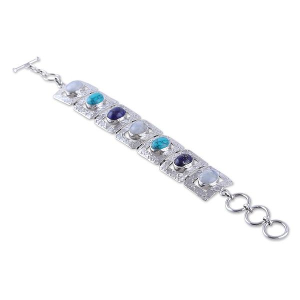 Alternate image for Avant-Garde Blue Multi-Gemstone Link Bracelet Made in India Ocean Windows