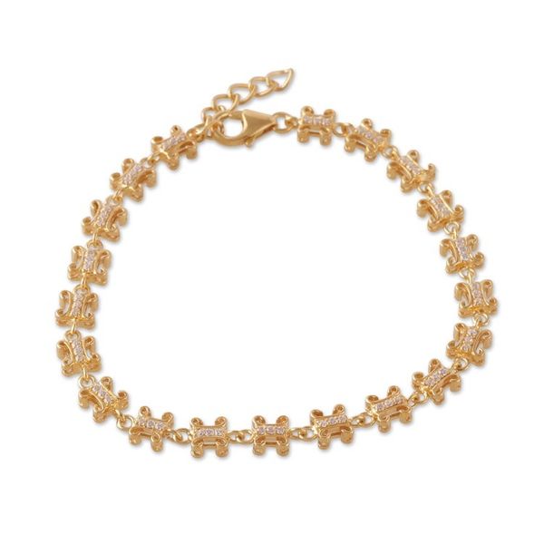 Alternate image for Polished Classic Gold-Plated Cubic Zirconia Link Bracelet Divine Treasures