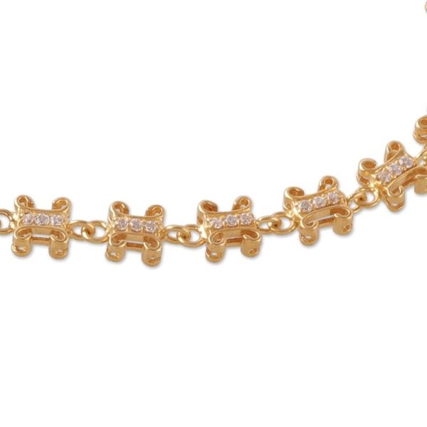 Alternate image for Polished Classic Gold-Plated Cubic Zirconia Link Bracelet Divine Treasures