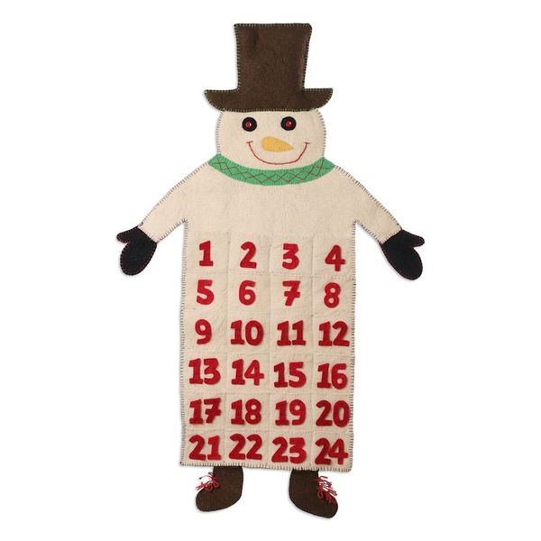 Alternate image for Handcrafted Snowman-Themed Wool Felt Advent Calendar Happy Snowman
