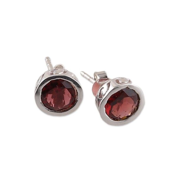 Alternate image for Faceted Natural Two-Carat Garnet Stud Earrings from India Spark of Romance