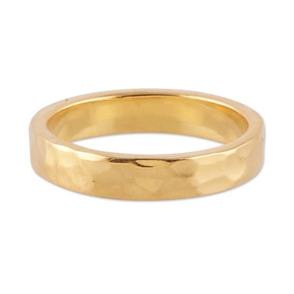 Alternate image for Hammered and High-Polished 22k Gold-Plated Band Ring Golden Glam