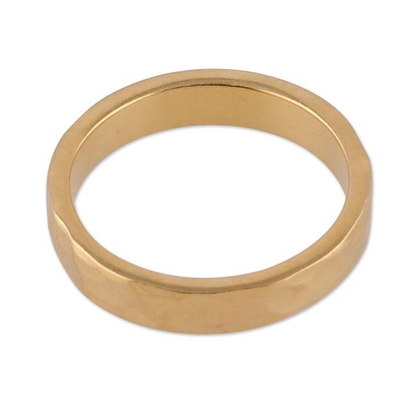 Alternate image for Hammered and High-Polished 22k Gold-Plated Band Ring Golden Glam