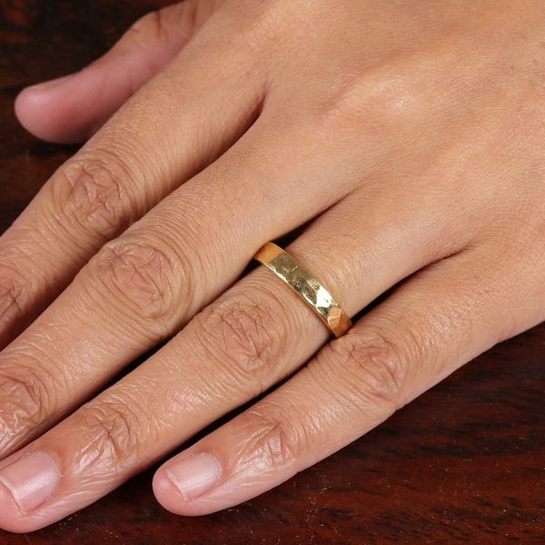 Alternate image for Hammered and High-Polished 22k Gold-Plated Band Ring Golden Glam