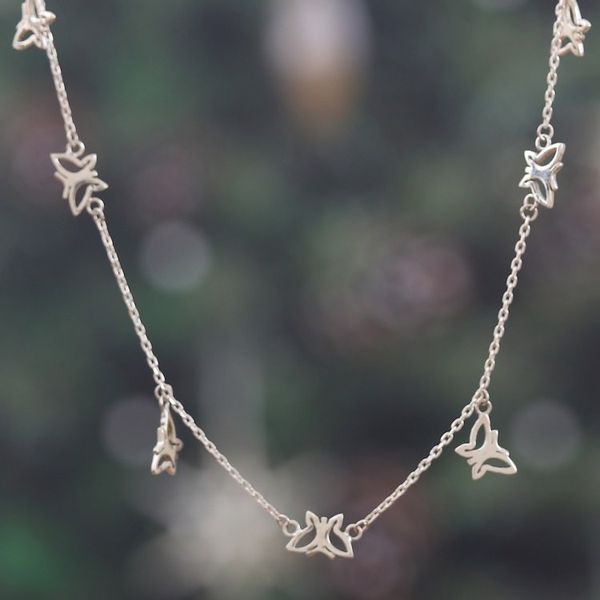 Alternate image for Butterfly-Themed Sterling Silver Station Charm Necklace Butterfly Desire