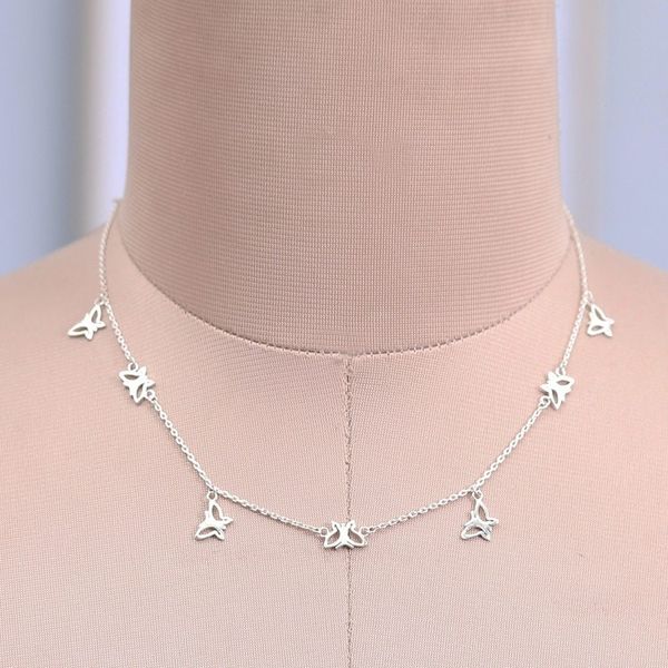 Alternate image for Butterfly-Themed Sterling Silver Station Charm Necklace Butterfly Desire