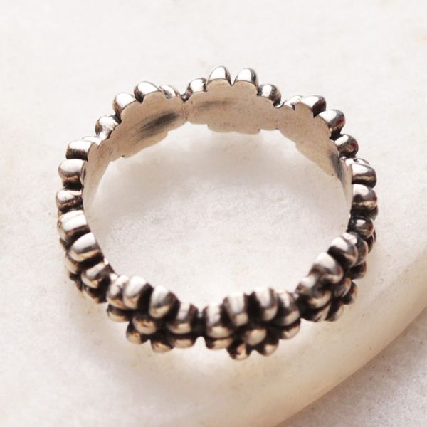 Alternate image for Classic Sterling Silver Floral Band Ring from India Dotted Blossoms